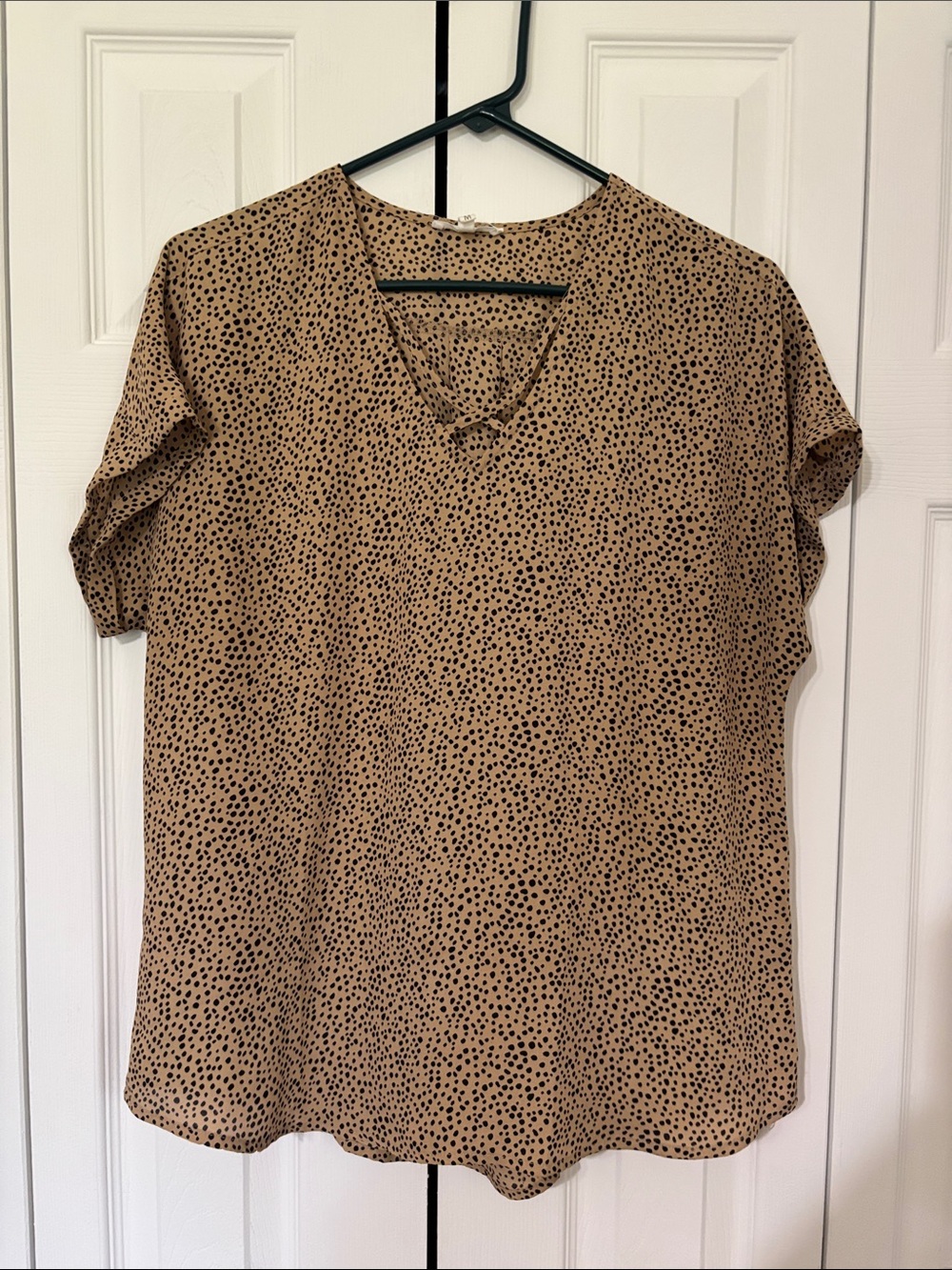 Maurices Tan Dot V-Neck Blouse